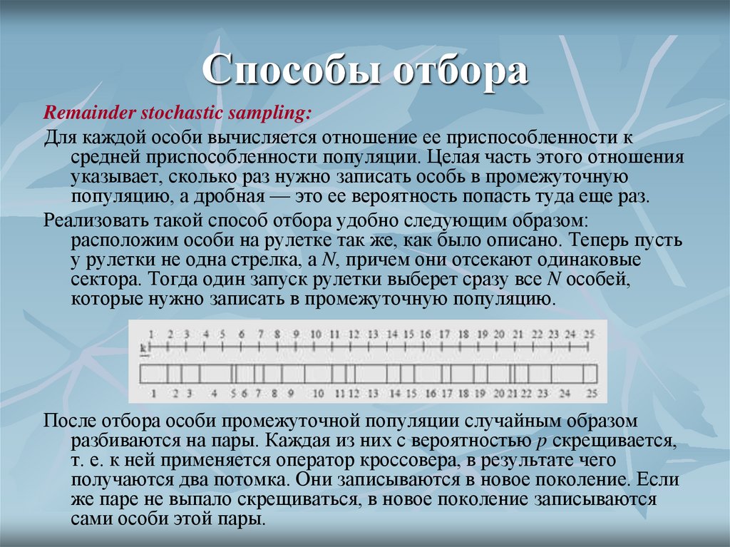 Способы отбора