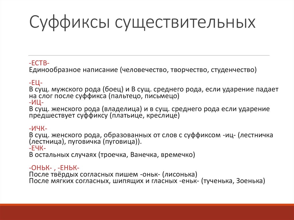 Суффиксы существительных