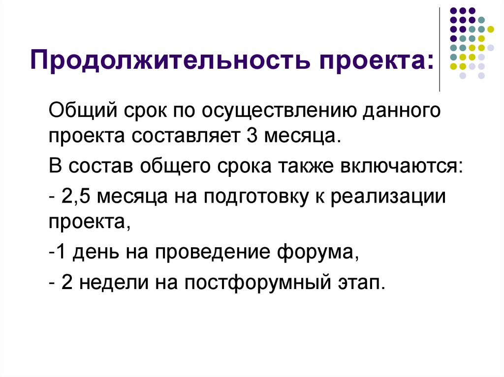 Продолжительность проекта: