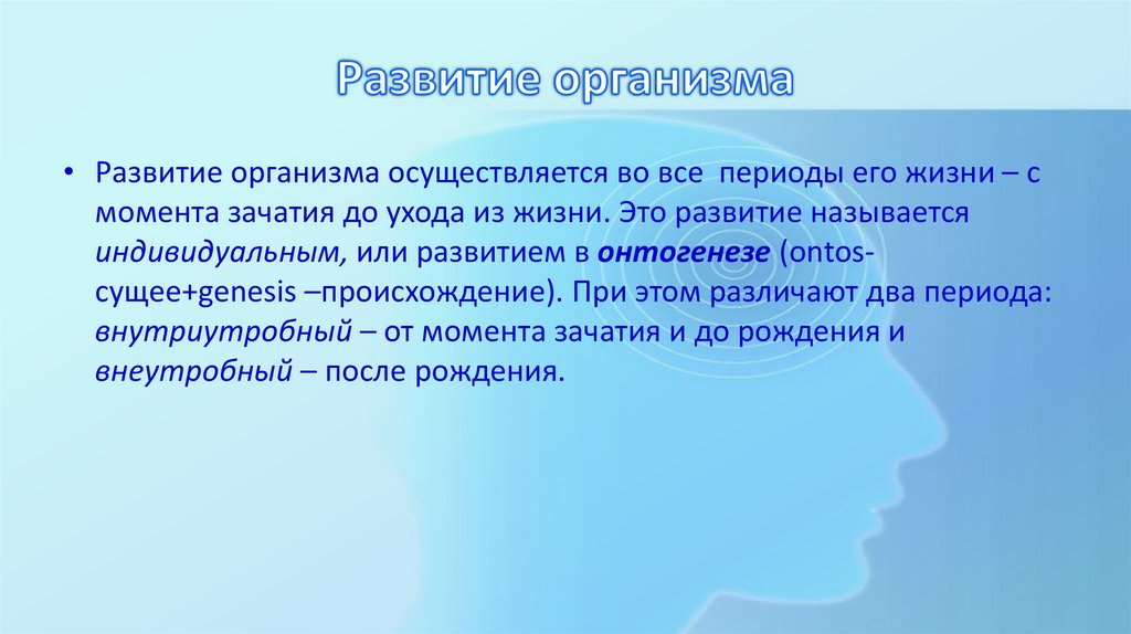 Развитие организма