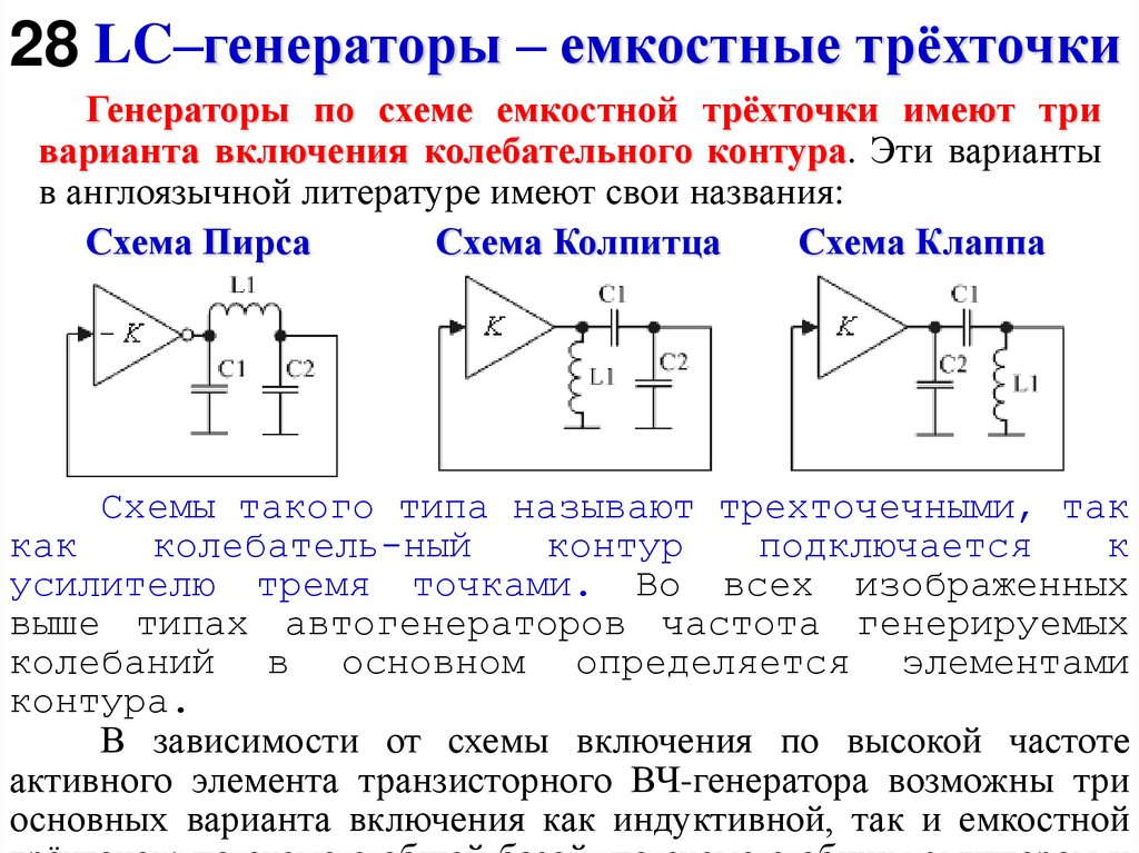 LC–генераторы – емкостные трёхточки