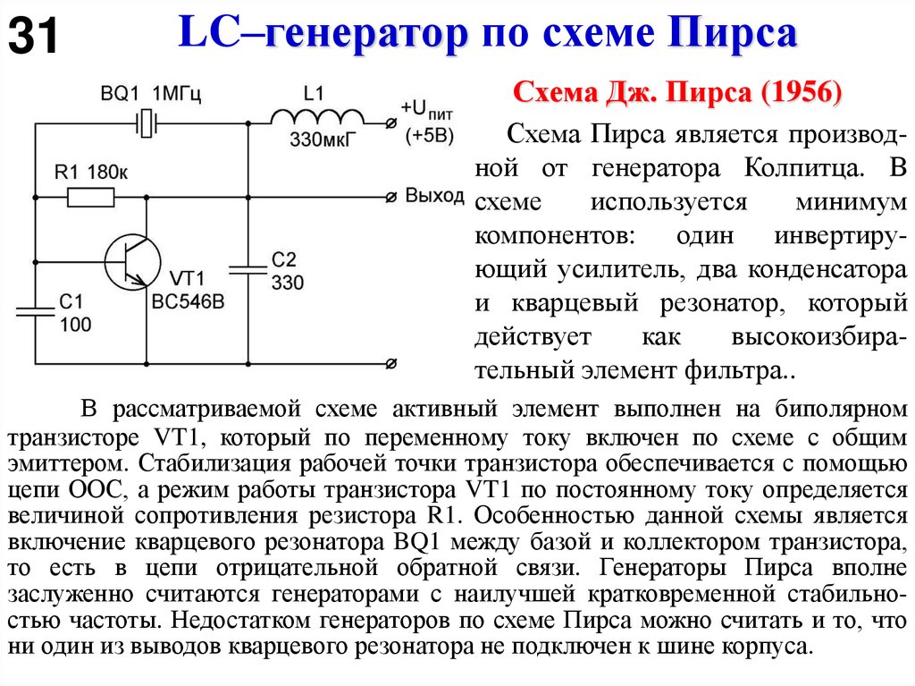 LC–генератор по схеме Пирса