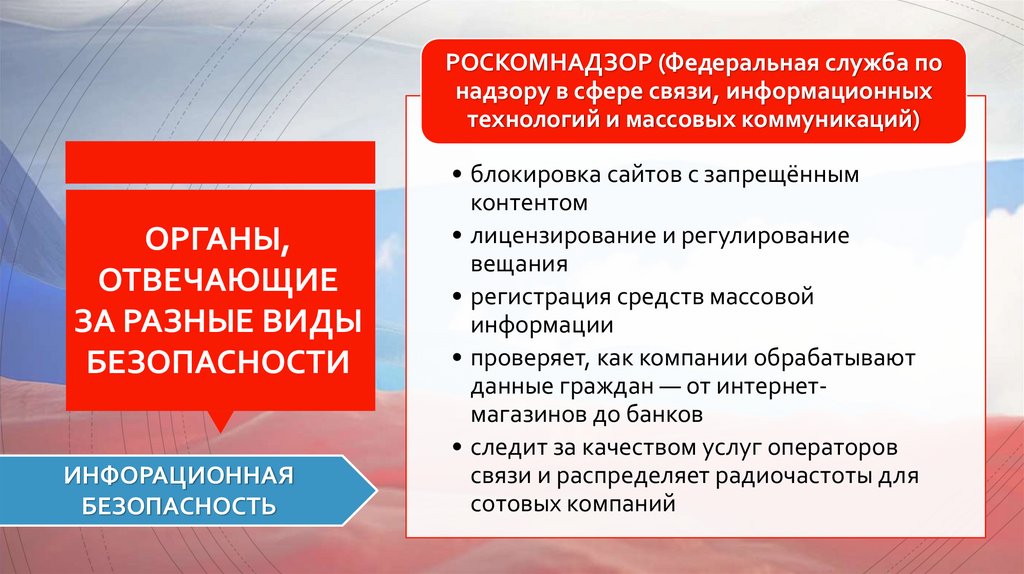 ОРГАНЫ, ОТВЕЧАЮЩИЕ ЗА РАЗНЫЕ ВИДЫ БЕЗОПАСНОСТИ