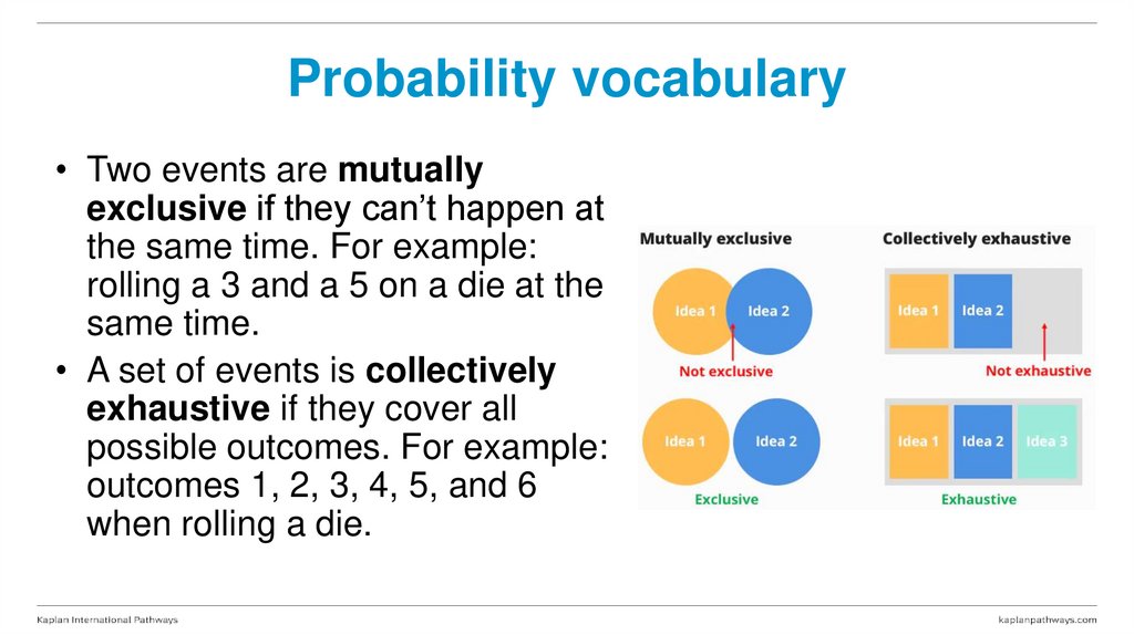 Probability vocabulary