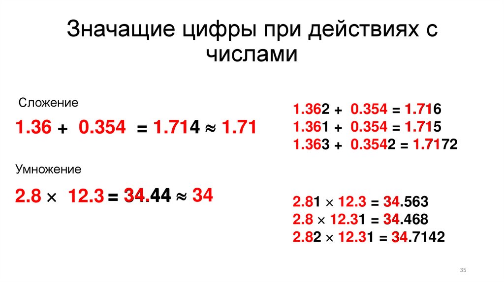 Значащие цифры при действиях с числами