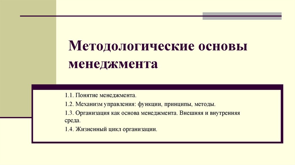 Методологические основы менеджмента