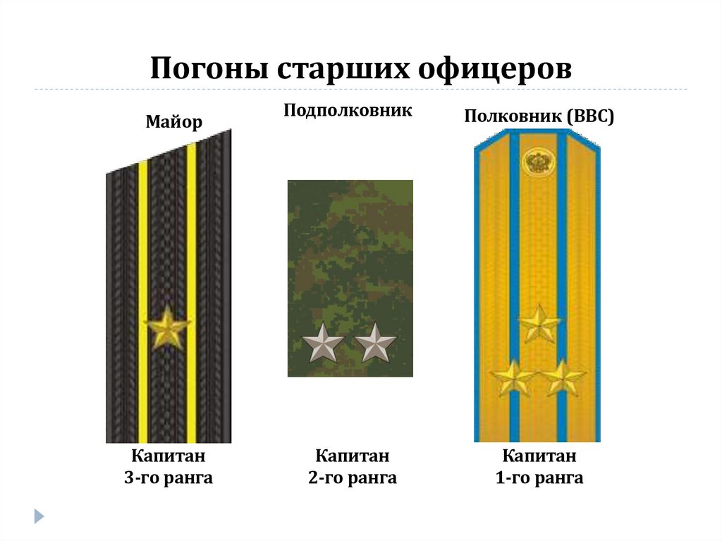 Погоны старших офицеров