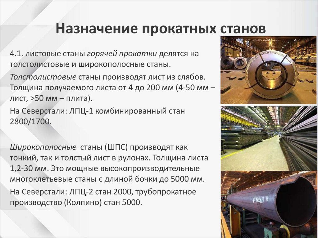 Назначение прокатных станов