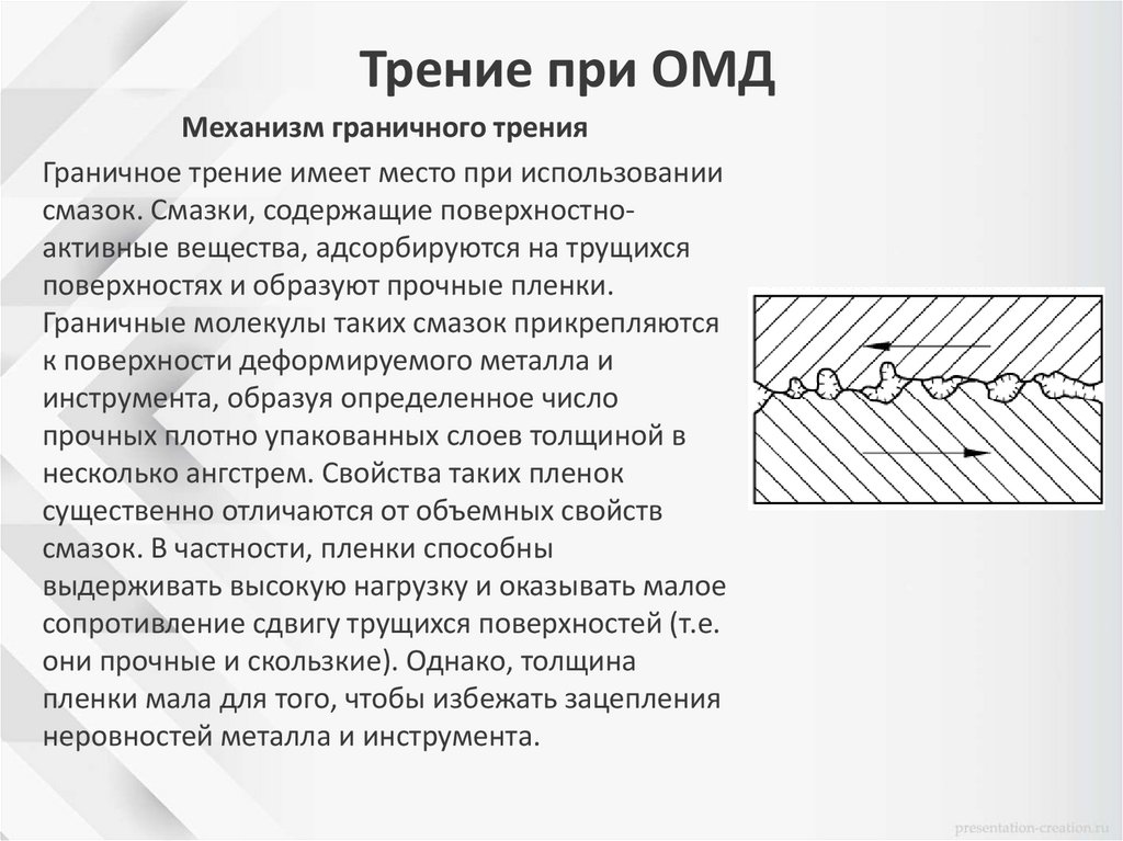 Трение при ОМД