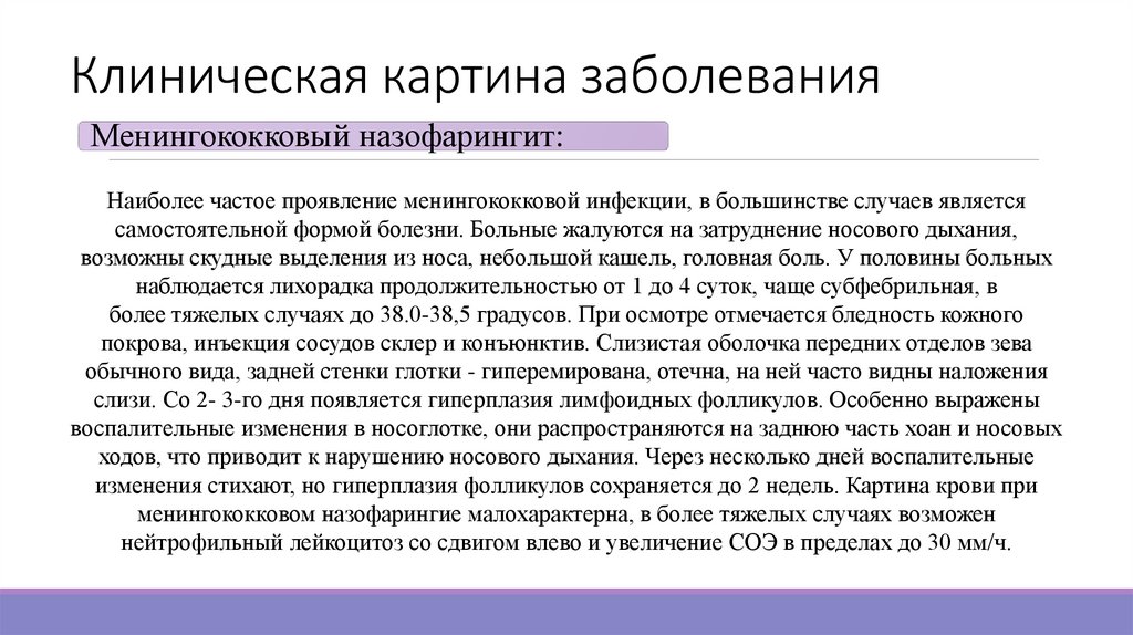 Клиническая картина заболевания