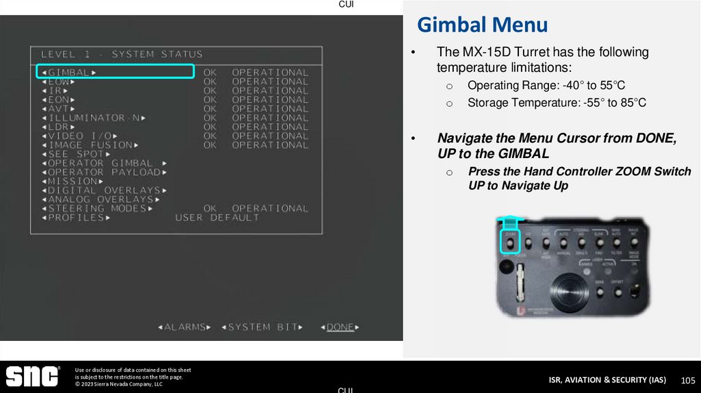 Gimbal Menu