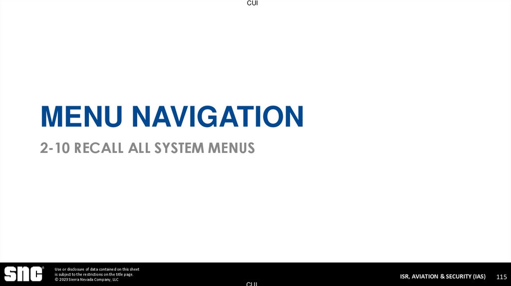 Menu Navigation 2-10 Recall all System Menus