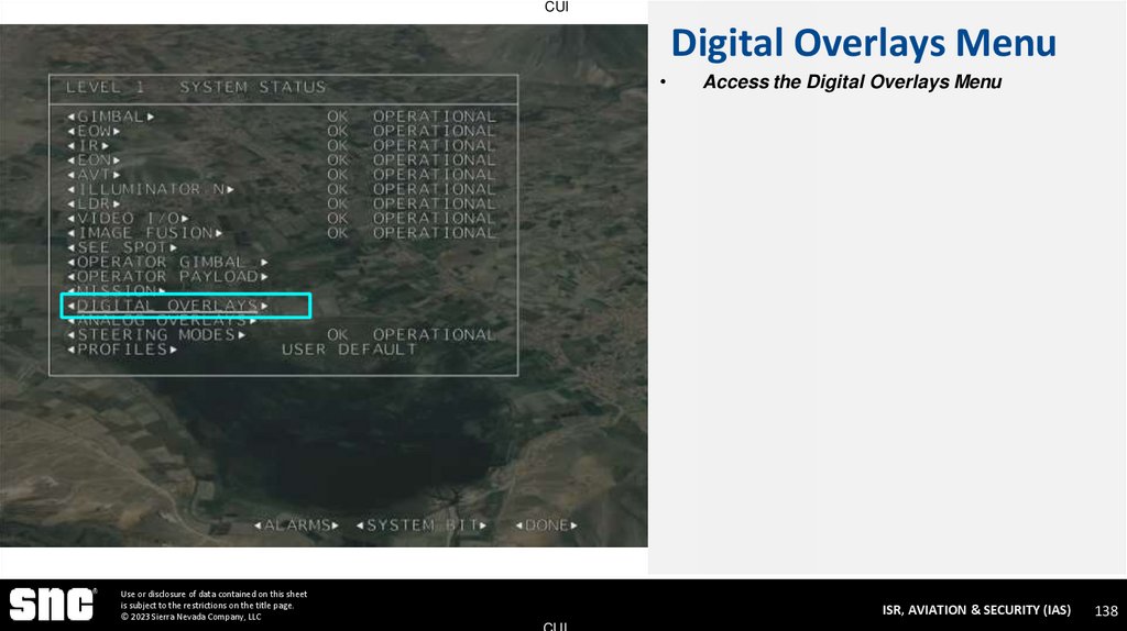 Digital Overlays Menu