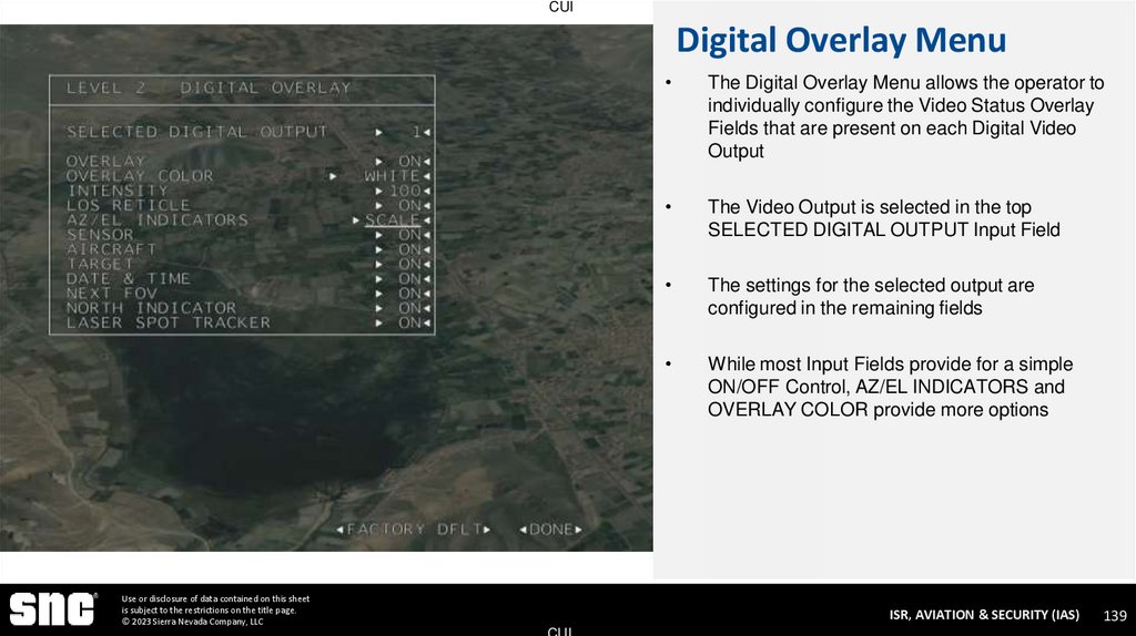 Digital Overlay Menu