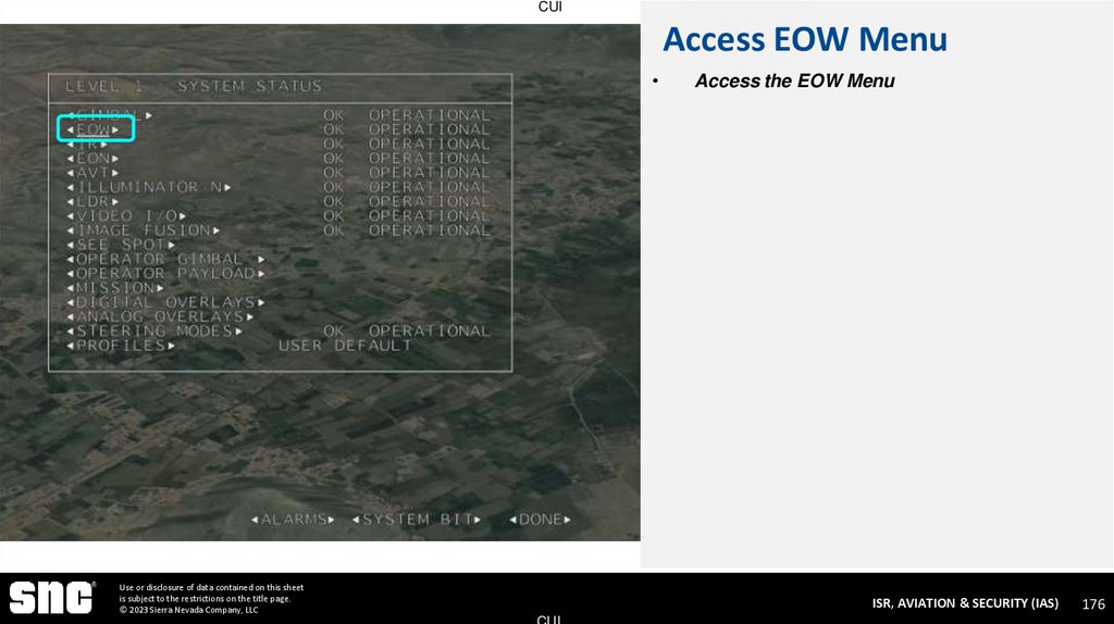 Access EOW Menu