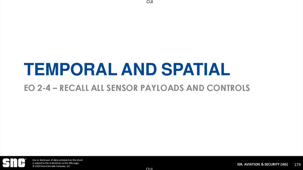 Temporal and Spatial EO 2-4 – Recall All Sensor Payloads and Controls