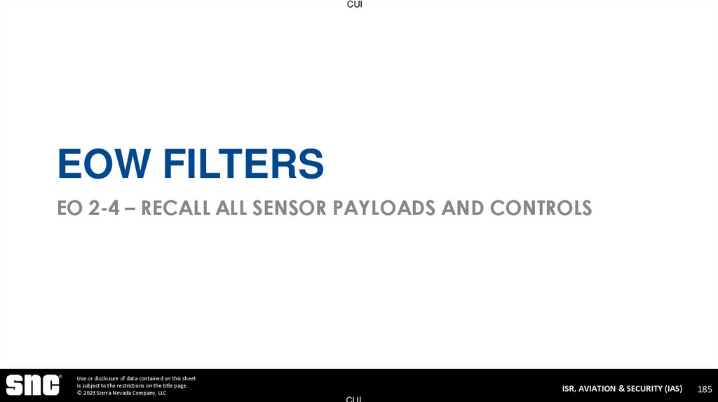 EOW Filters EO 2-4 – Recall All Sensor Payloads and Controls