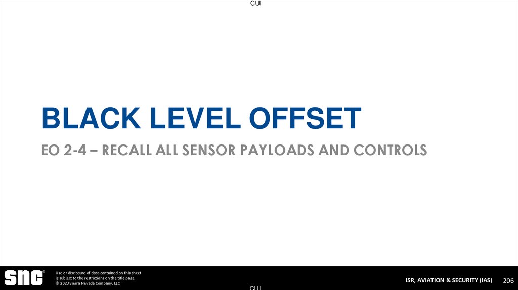 Black Level Offset EO 2-4 – Recall All Sensor Payloads and Controls