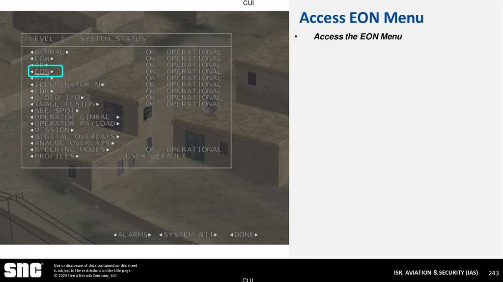 Access EON Menu