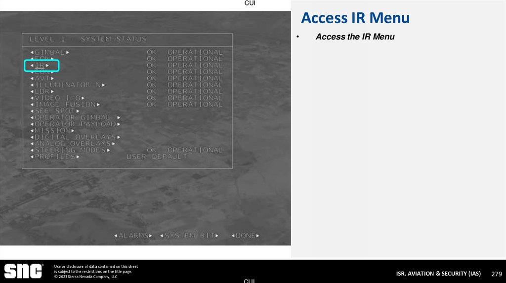 Access IR Menu