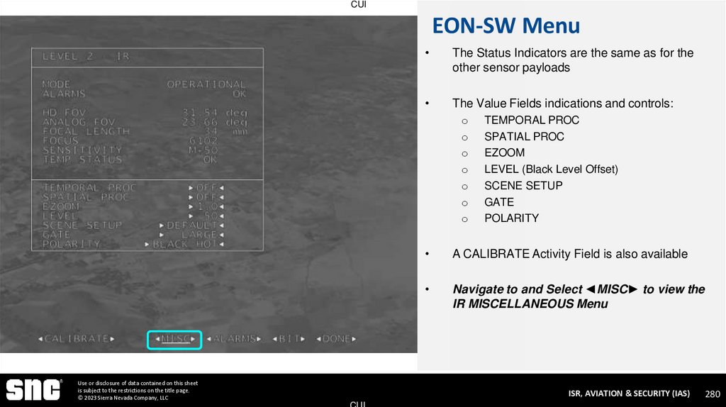 EON-SW Menu