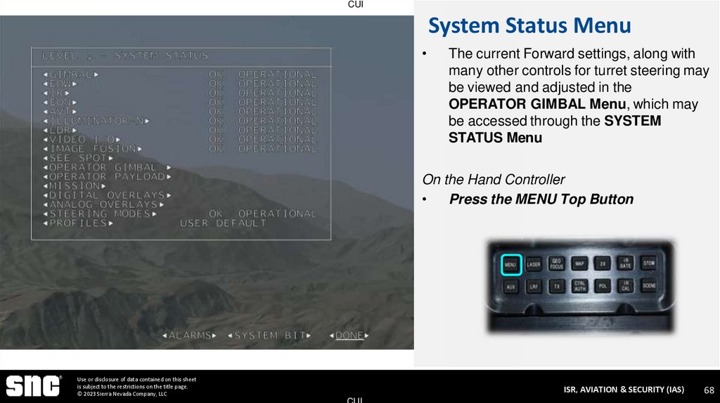System Status Menu