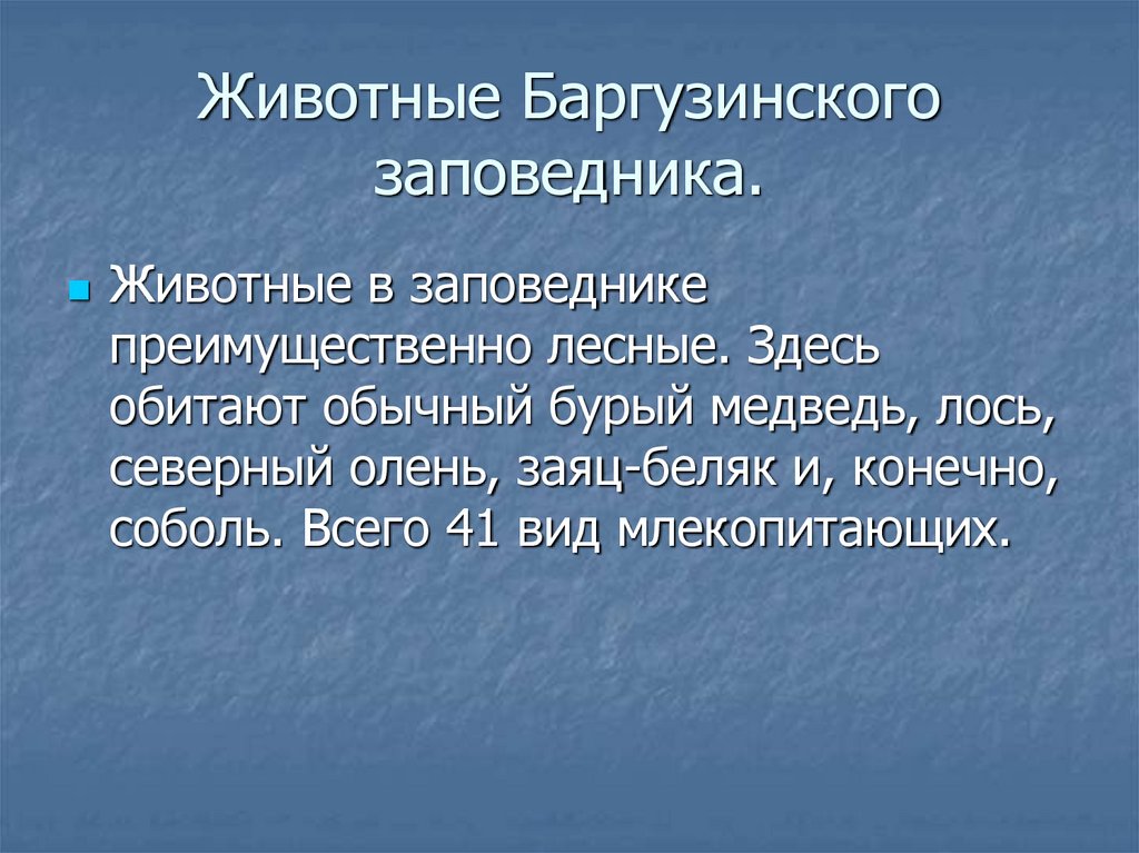 Животные Баргузинского заповедника.