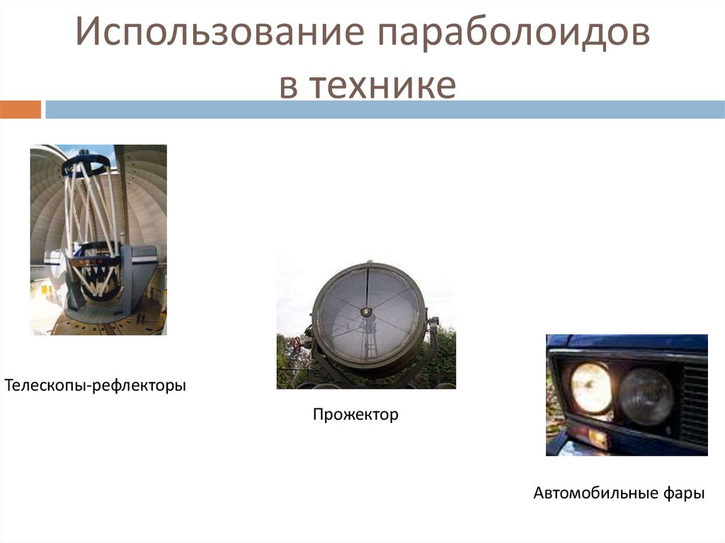 Использование параболоидов в технике