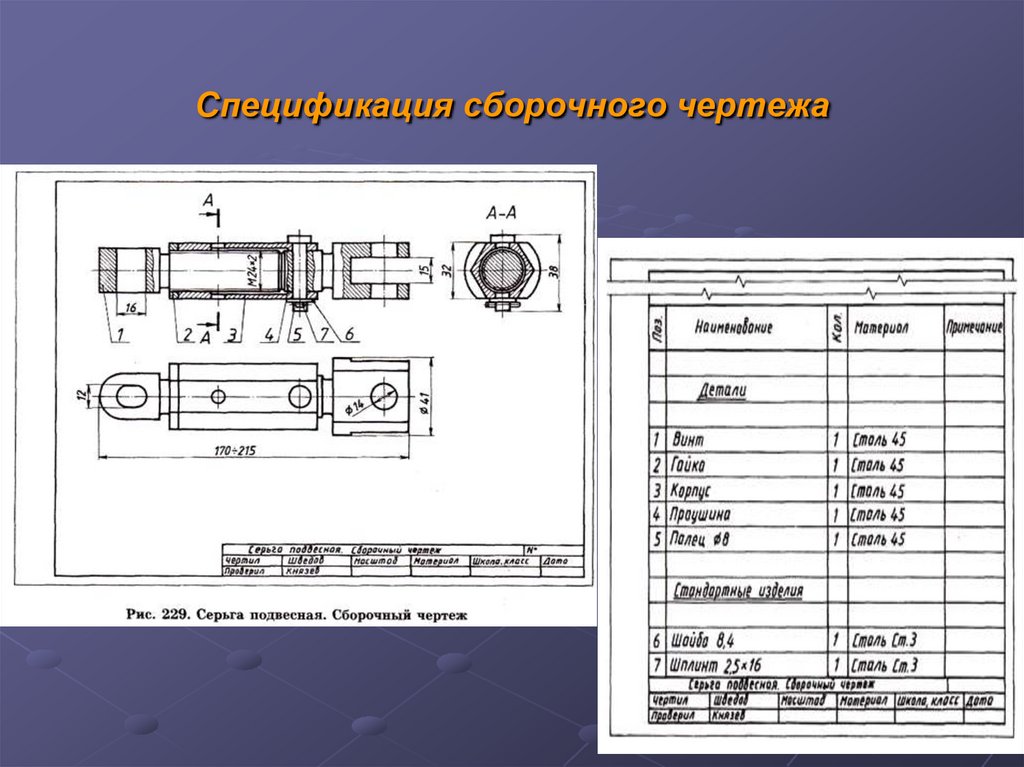 Спецификация сборочного чертежа