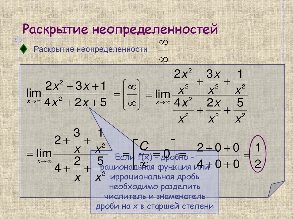 Раскрытие неопределенностей