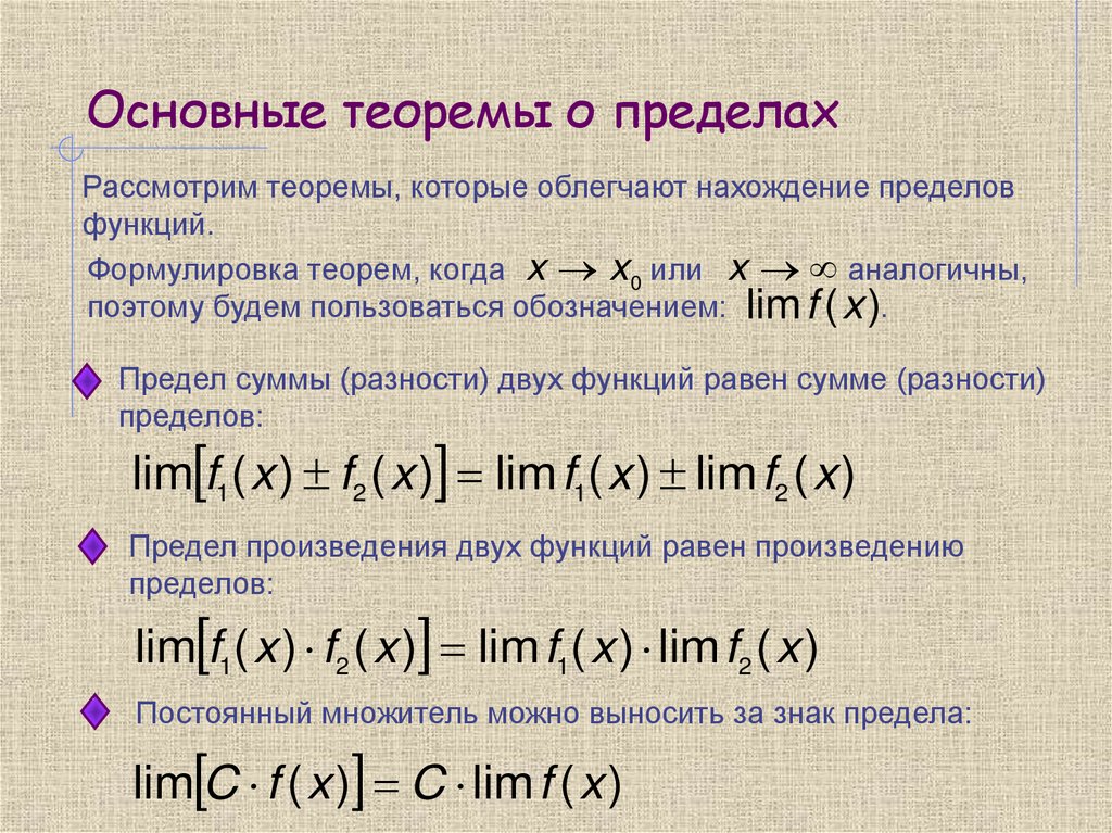 Основные теоремы о пределах