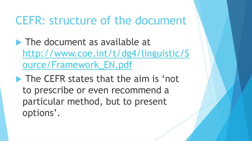 CEFR: structure of the document