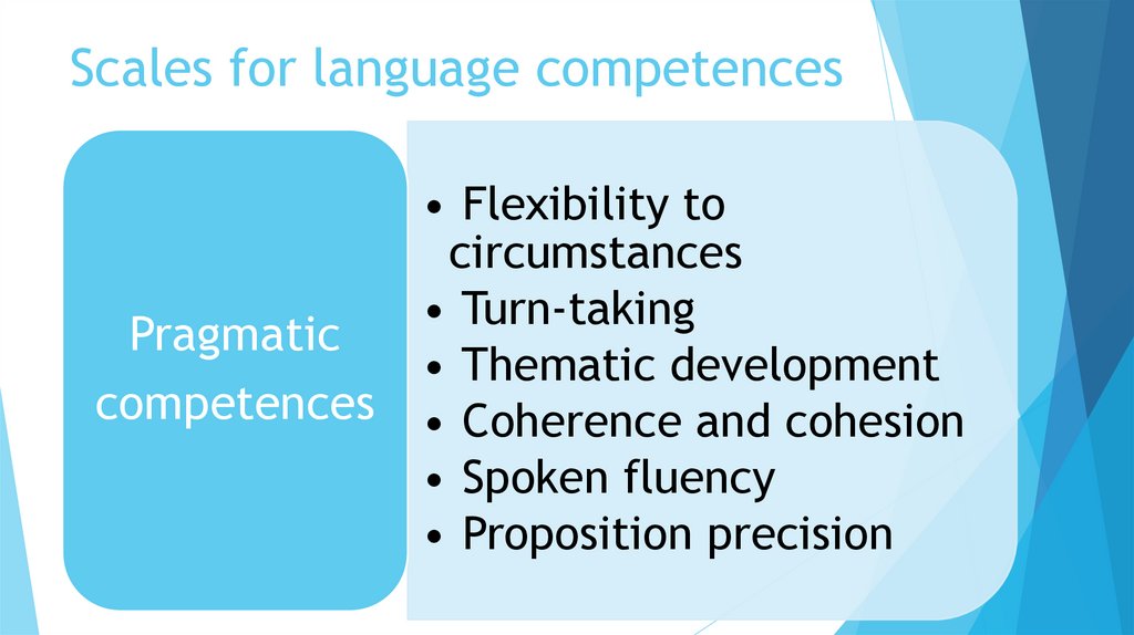 Scales for language competences