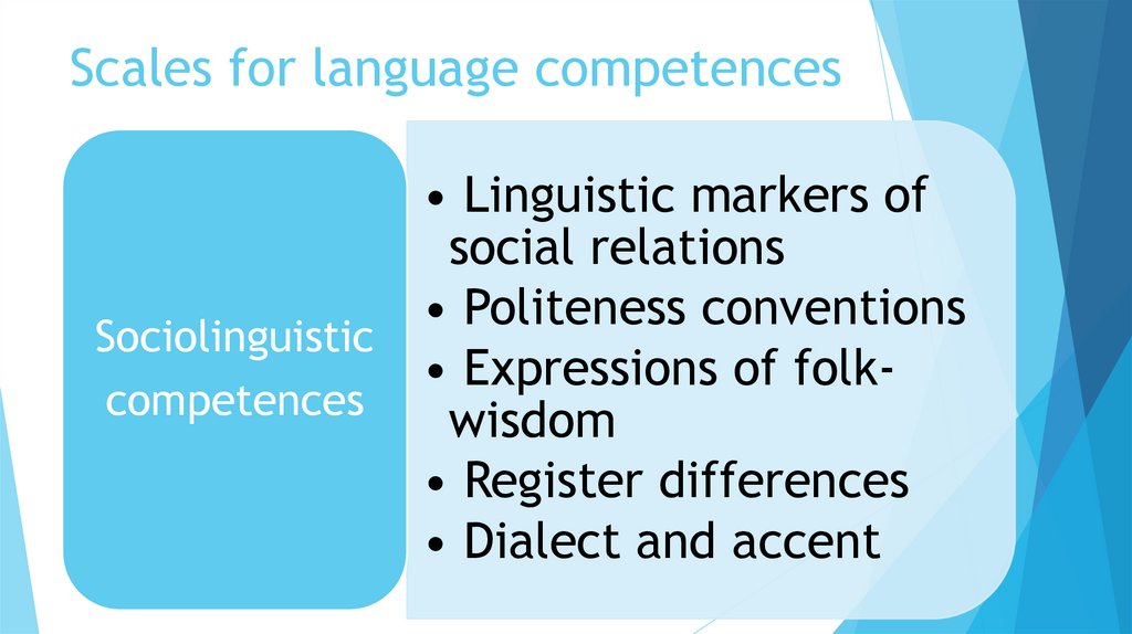 Scales for language competences