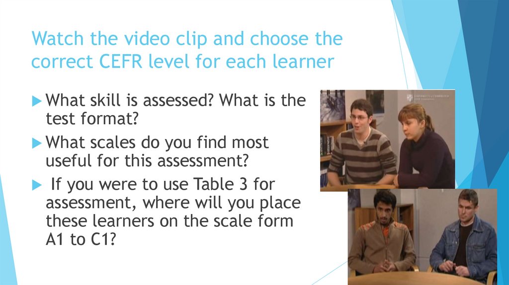 Watch the video clip and choose the correct CEFR level for each learner