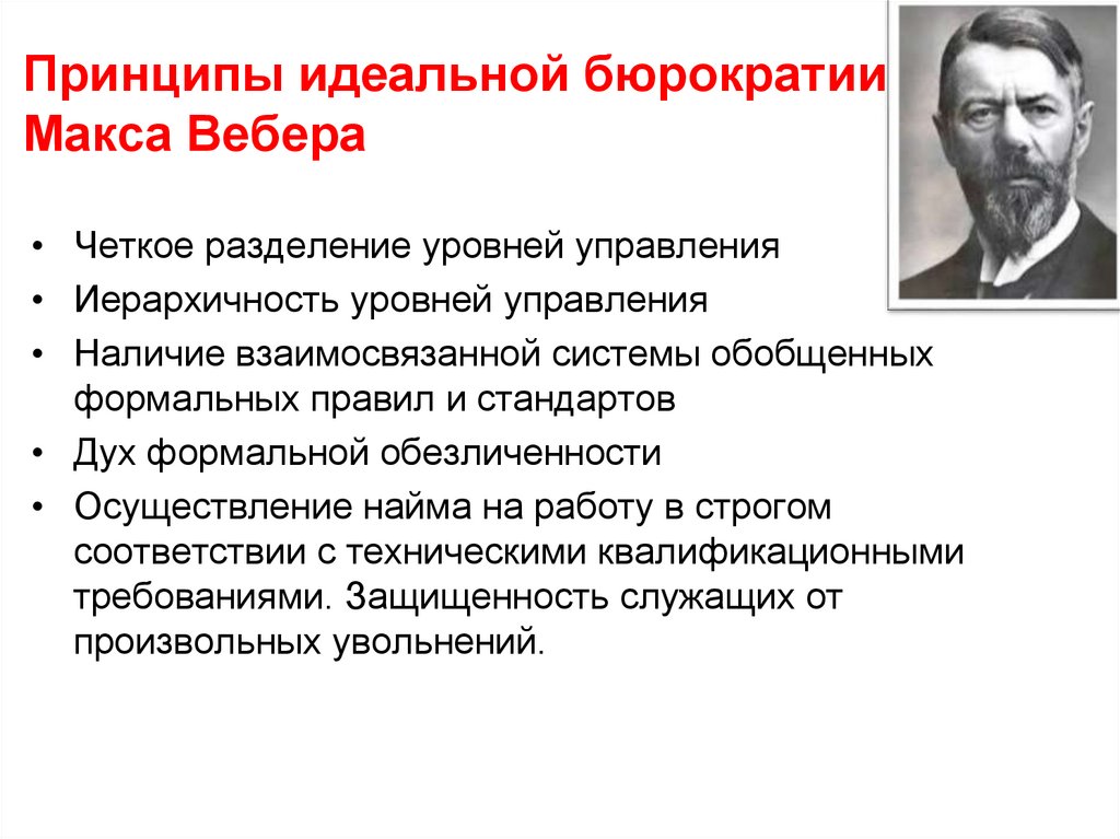 Принципы идеальной бюрократии Макса Вебера