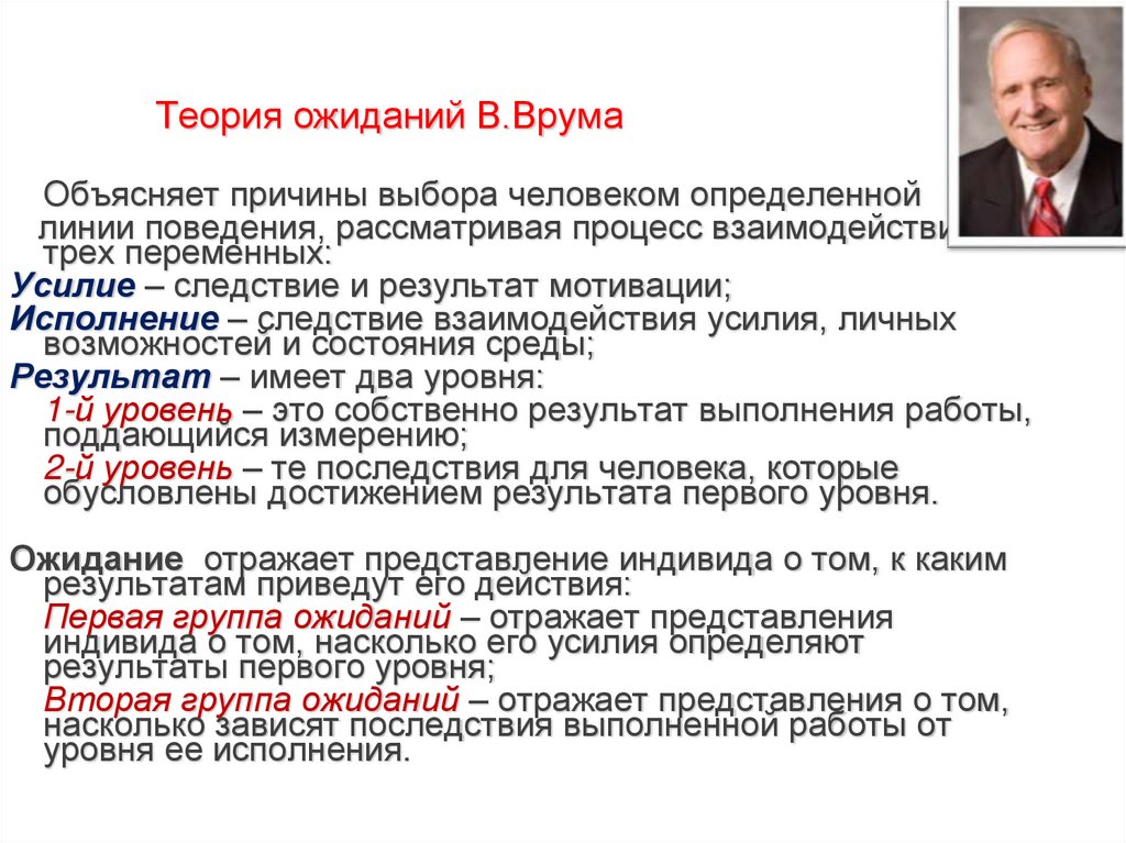 Теория ожиданий В.Врума