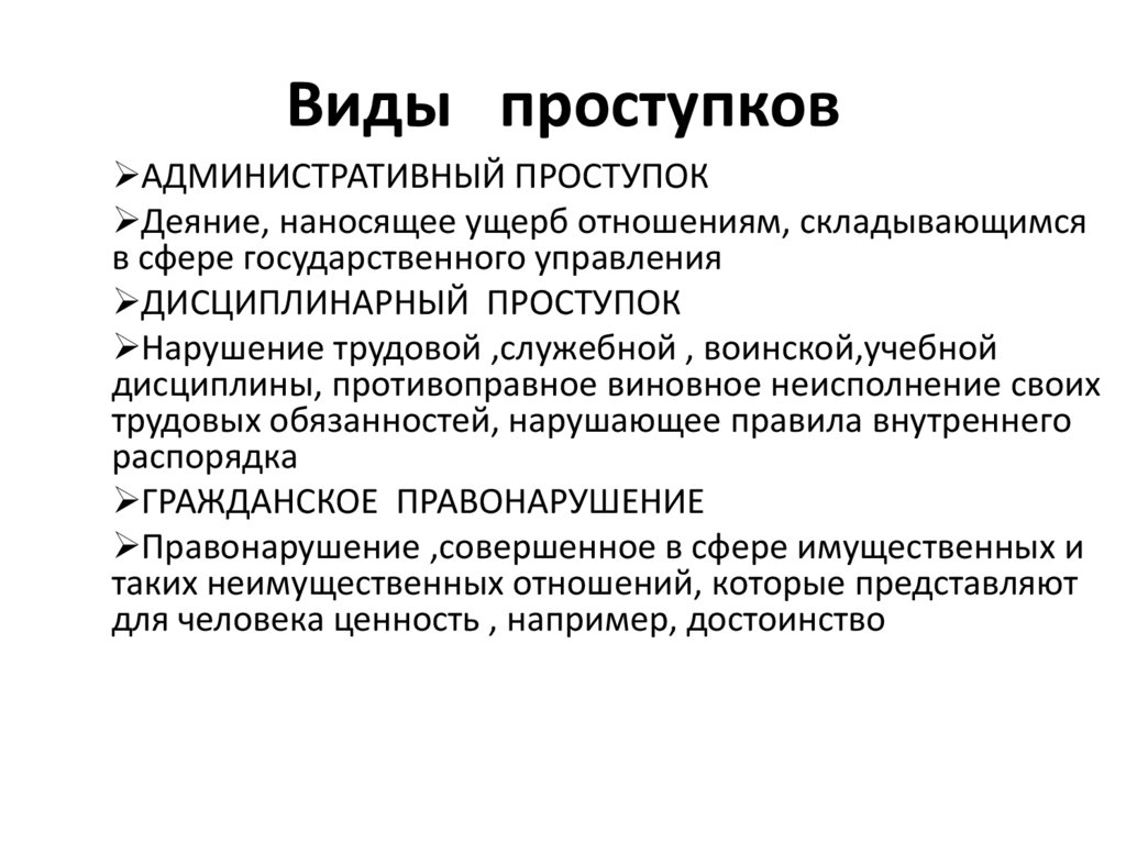 Виды проступков