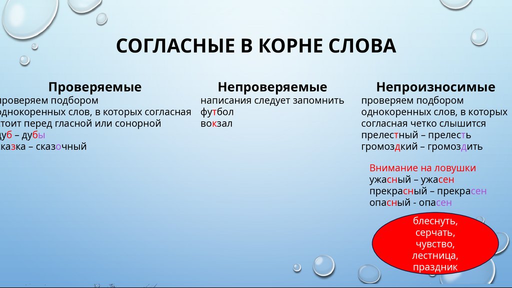 Согласные в корне слова