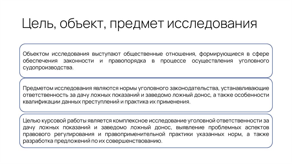 Цель, объект, предмет исследования