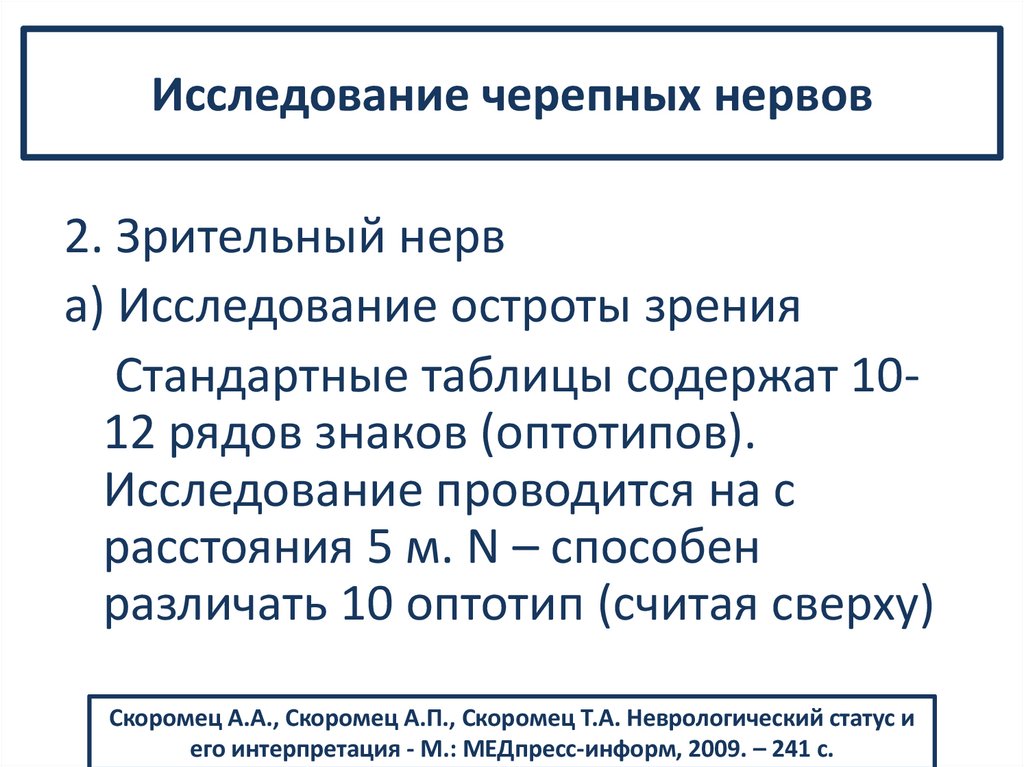Исследование черепных нервов