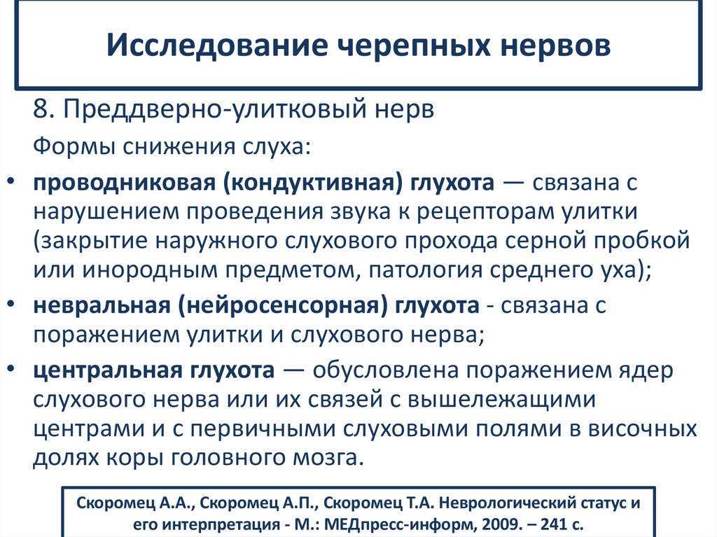 Исследование черепных нервов