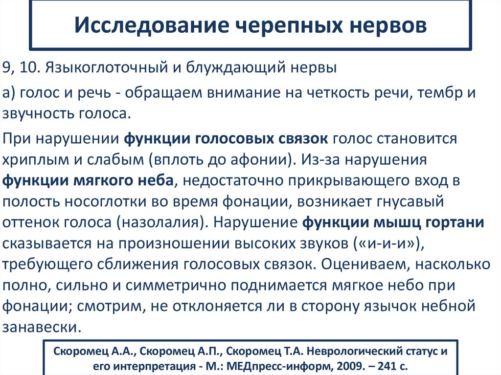 Исследование черепных нервов