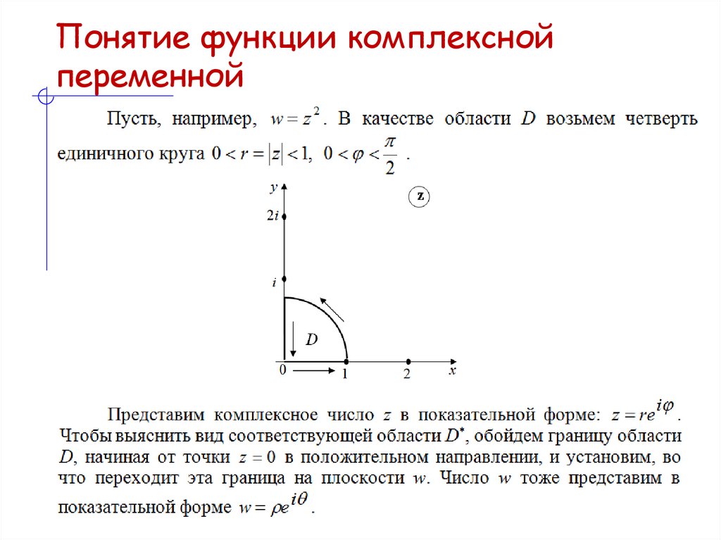 Понятие функции комплексной переменной