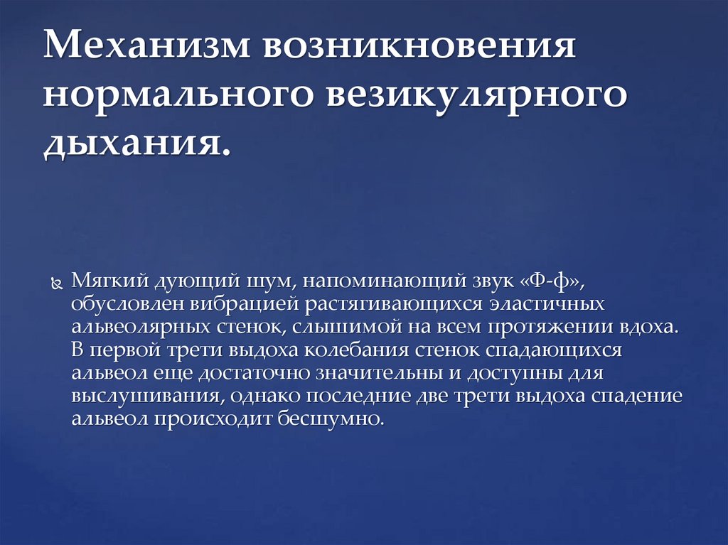 Механизм возникновения нормального везикулярного дыхания.