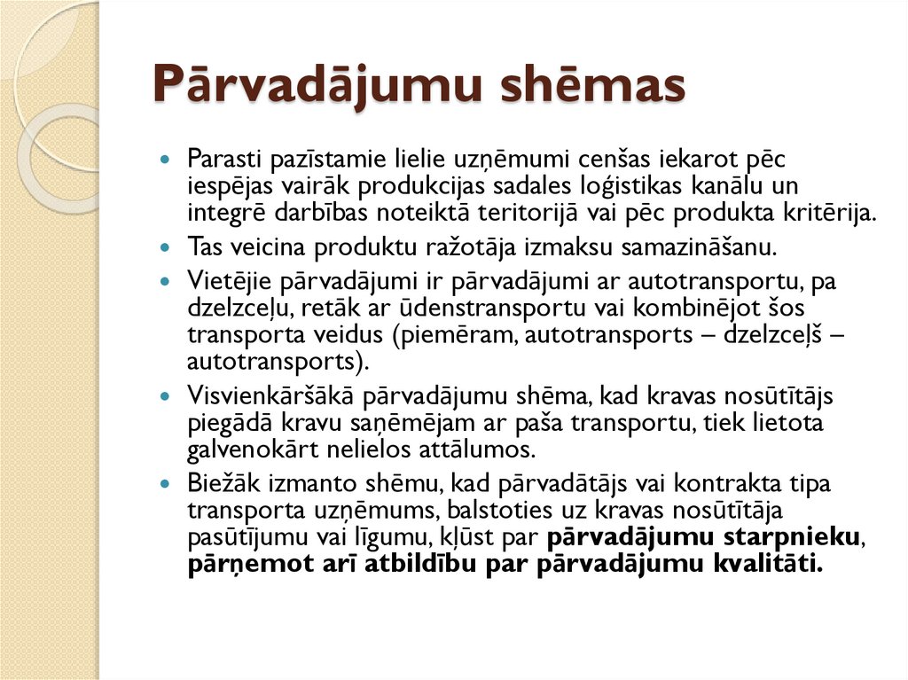 Pārvadājumu shēmas