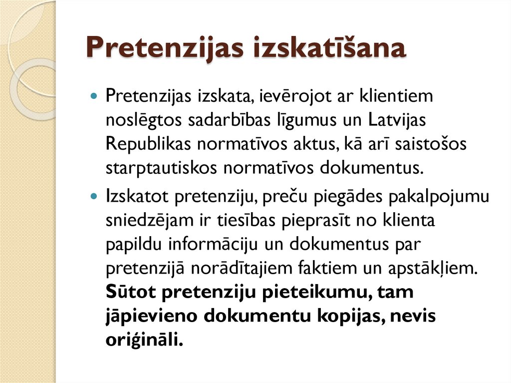 Pretenzijas izskatīšana