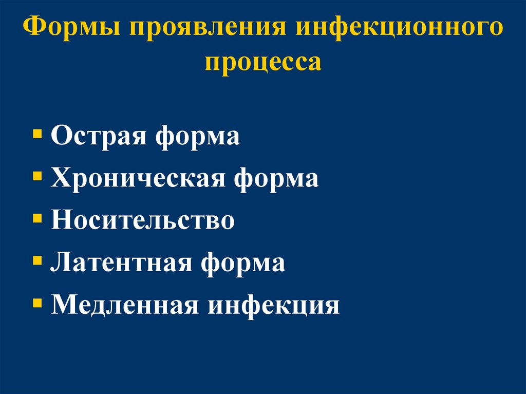Формы проявления инфекционного процесса