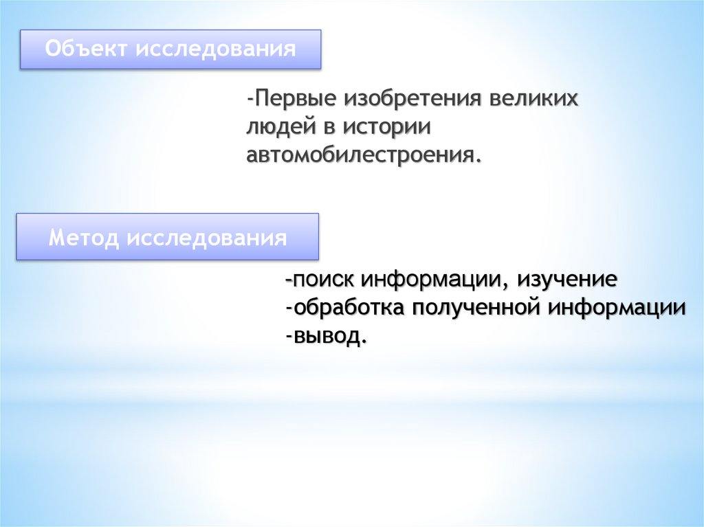 Объект исследования