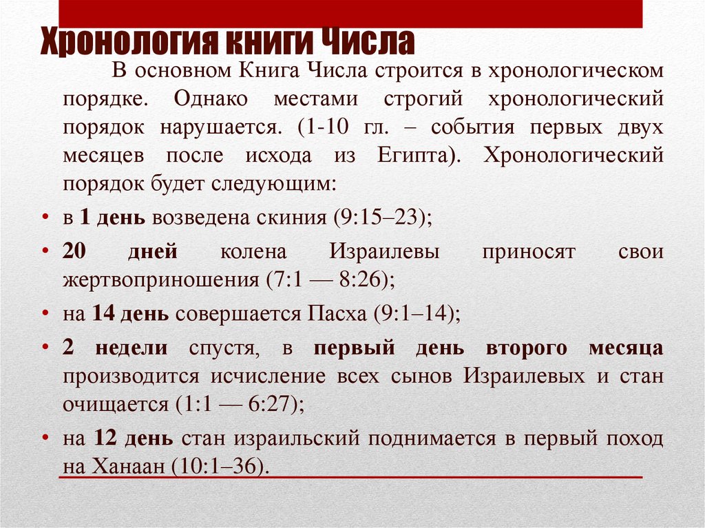 Хронология книги Числа